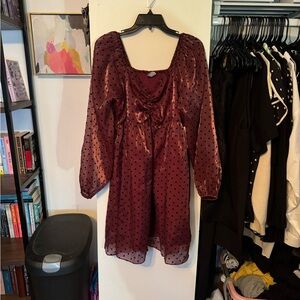 Arula Burgundy Polka Dot Dress
